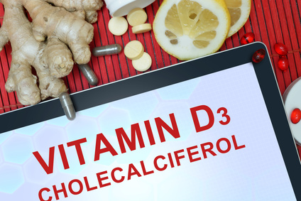 Tablet with words Cholecalciferol (vitamin D3).